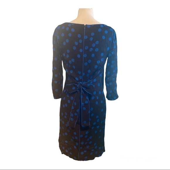 Boden Blue Polka Dot Retro Style Form Fitted Midi dress.  EUC Lined Size 4 Women - Picture 4 of 4